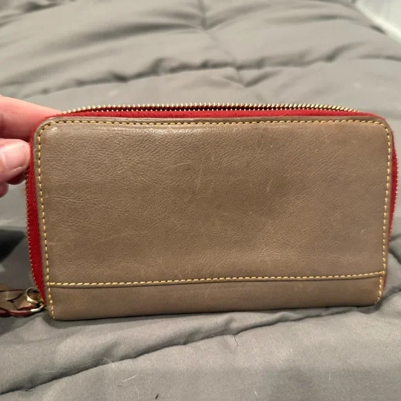 Dooney & Bourke Tan Wallet with Red Accents - Picture 2 of 3